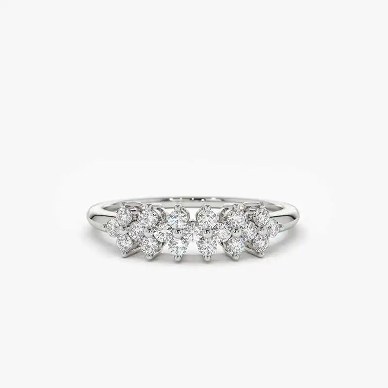 2mm Moissanite Ring With Certificate 925 Sterling Silver Cluster Flower Wedding Rings For Women 14k Gold Plated Jewelry