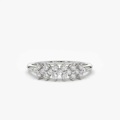 2mm Moissanite Ring With Certificate 925 Sterling Silver Cluster Flower Wedding Rings For Women 14k Gold Plated Jewelry