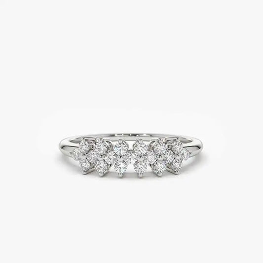 2mm Moissanite Ring With Certificate 925 Sterling Silver Cluster Flower Wedding Rings For Women 14k Gold Plated Jewelry