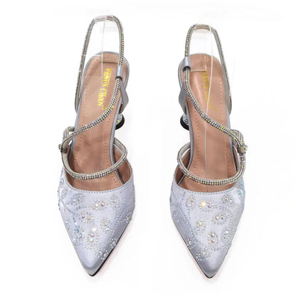 2025 Summer New Design Specials Italian Women Shoes and Bag Set Wine Color Comfortable High Heels With Rhinestone