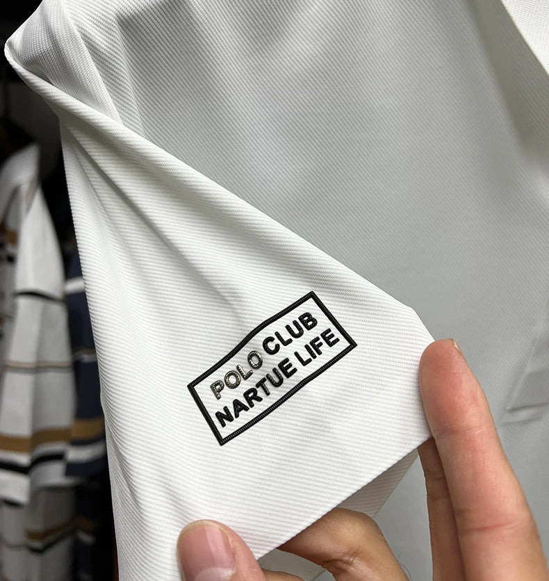 High-End Summer Business Solid Color High Quality Men Short Sleeve Polo Shirt Lapel Collar Fashion Casual Trace Printing M-4XL