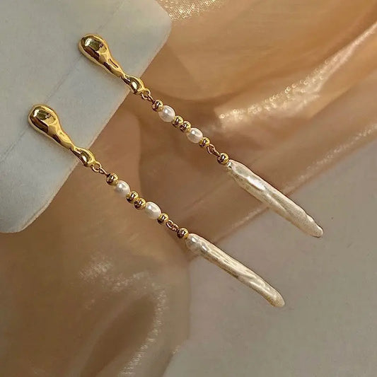 Natural Freshwater Pearl 14K Gold Filled Ladies Tassels Stud Earrings Jewelry For Women Anti Allergy