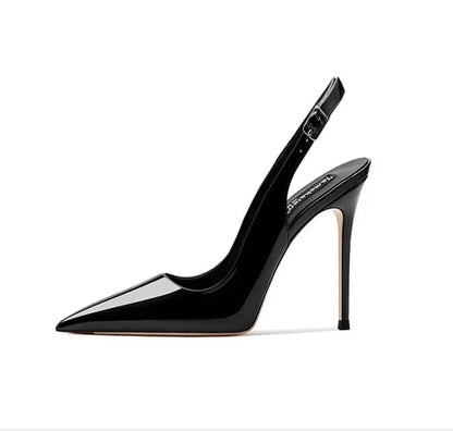 Sexy high-heeled sandals with pointed tips and elegant 2025 summer patent leather strappy fashionable party women's shoes
