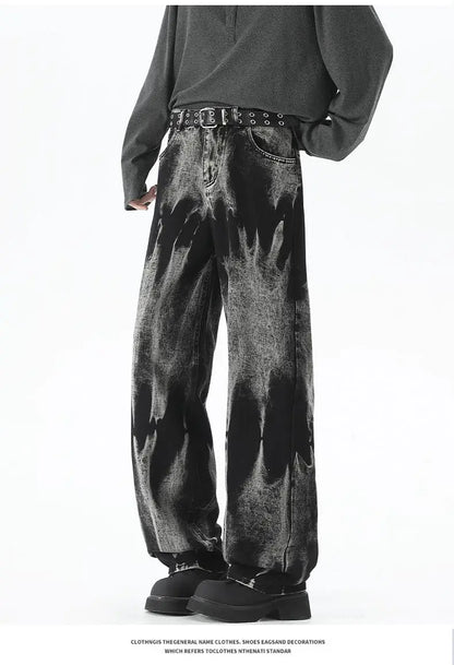 Autumn Men's Baggy Wide Leg Men's Jeans High Street Style Dyed Denim Casual Straight Neutral Wind Baggy Jeans Fashion Versatile