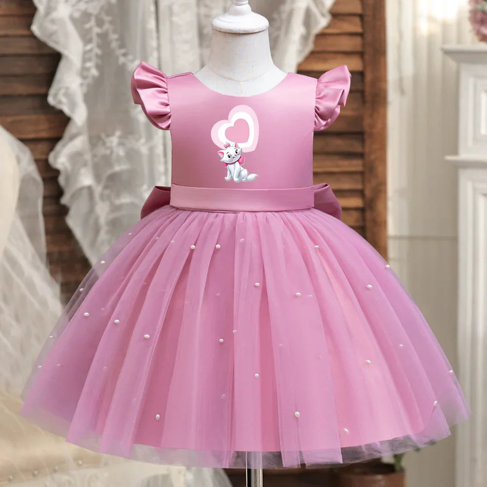 Toddler Girl Red Princess Dress Baby Girl 1st Birthday Party Tutu Gown Backless Bow Beading Xmas Costume