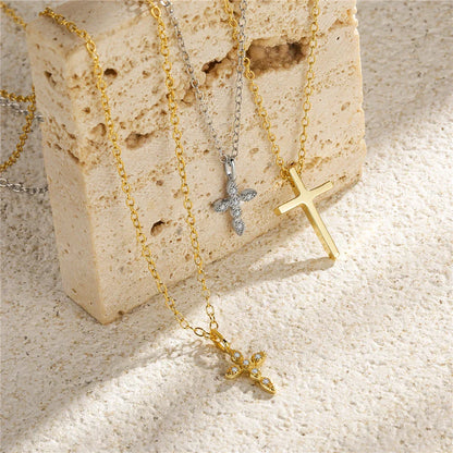 925 Sterling Silver Necklaces Charms for Women Crystal Cross Clavicle Collar Chain Simple Choker Necklace Accessories Gift