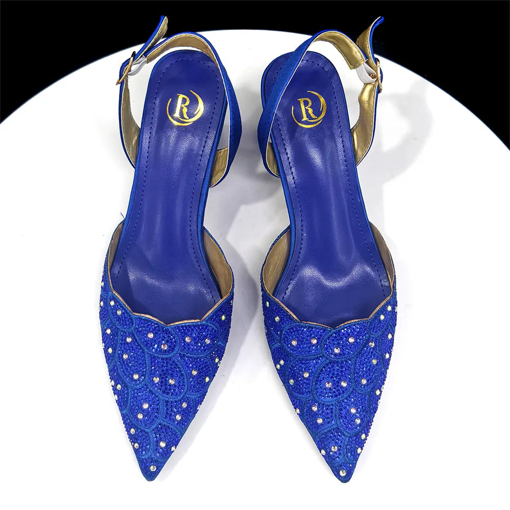 Italian shoes and handbags accessory set with rhinestone metal embellishments Wedding shoes Bridal shoes Designer