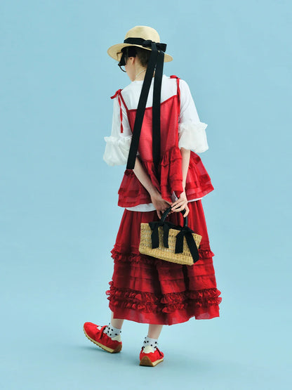 2025 New Black Tiered Skirt Cascading Ruffles Summer Urban Chic Women's Daily skirt 255055