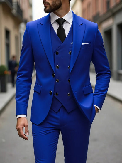 Classic Wedding Tuxedos Slim Fit Bridegroom For Men 3 Pieces Groomsmen Suit Male Formal Business Men Suits(Jacket+Vest+Pants）