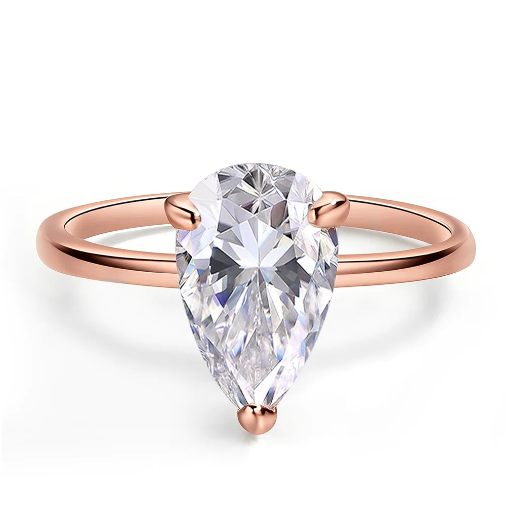 1/2/3/4CT Pear Cut D Color Moissanite Rings/Necklace For Women S925 Silver VVS1 Lab Diamond Waterdrop Pendant Jewely Gift