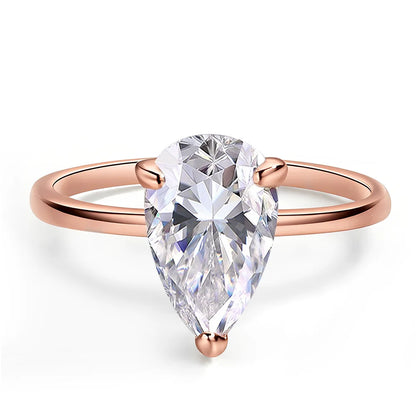 1/2/3/4CT Pear Cut D Color Moissanite Rings/Necklace For Women S925 Silver VVS1 Lab Diamond Waterdrop Pendant Jewely Gift