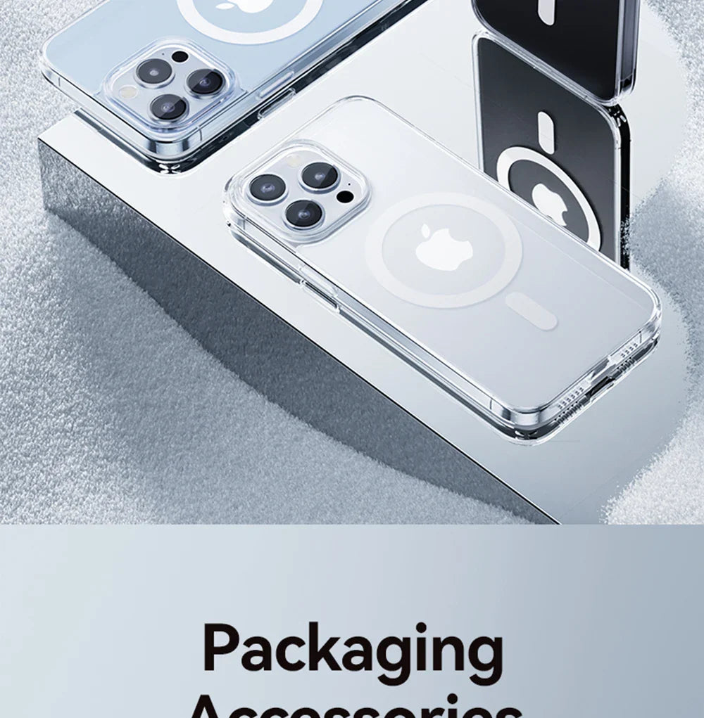 Magnetic Transparent Case For iPhone 15 14 13 Pro Max Case For Magsafe Wireless Charge Shockproof Cover Anti-fall