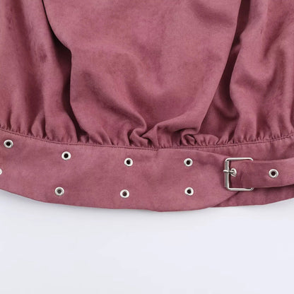 New Spring 2026 Women's High Collar Sleeveless Shoulder Ruffle Anti Velvet Effect with Buckle Top