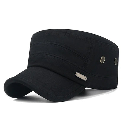 Spring and Summer Simple Cotton Adjustable Cadet Flat Cap Sun Hat Trucker Caps Dad Hats