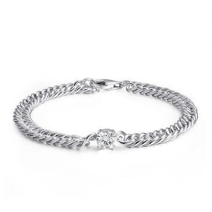 Cuban Chain Bracelet With 1carat Moissanite Diamond Bracelets For Women 925 Sterling Silver Plated 18k White Gold Fine Jewelry