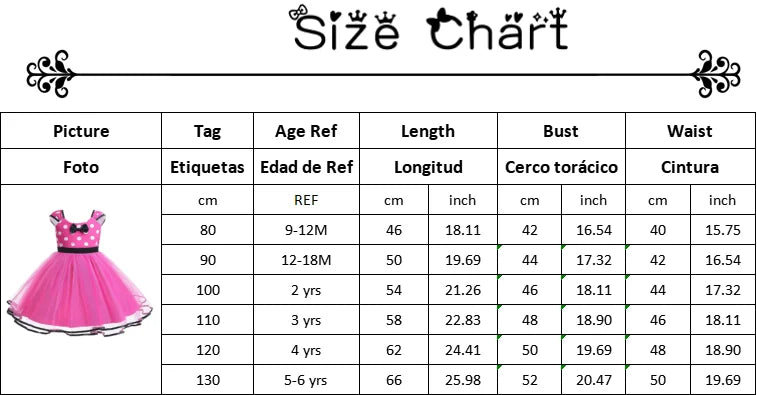 Minni Mouse Baby Girls Dress Fancy Birthday Party Cosplay Costume Polka Dot Cute Carnival Party Easter Costume for 1-5 Years