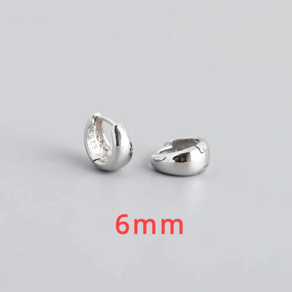 100% 925 Sterling Silver 18K 6/7/8/9/10mm Round Hoop Earrings for Women Classic Fine Jewelry Minimalist Accessories