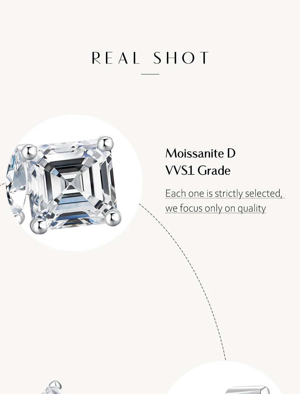 Moissanite Silver 925 Earrings Pear Asscher Shape VVS1 Stud Earring for Women 2023 Trending Wedding Gift Fine Jewelry