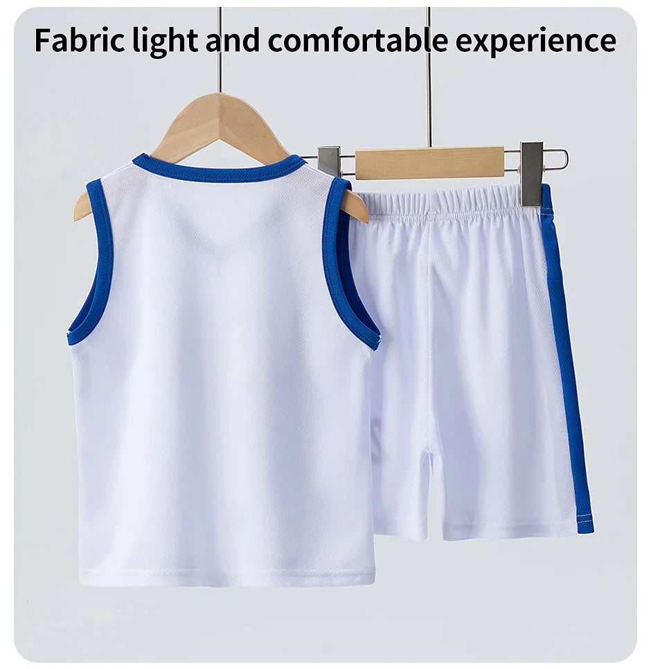 2/4 Pieces Of Summer Children's Quick-drying Sports Suit Boys Running Vest girls Casual Joker Shorts Breathable Short Sleeves