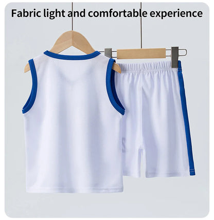 2/4 Pieces Of Summer Children's Quick-drying Sports Suit Boys Running Vest girls Casual Joker Shorts Breathable Short Sleeves