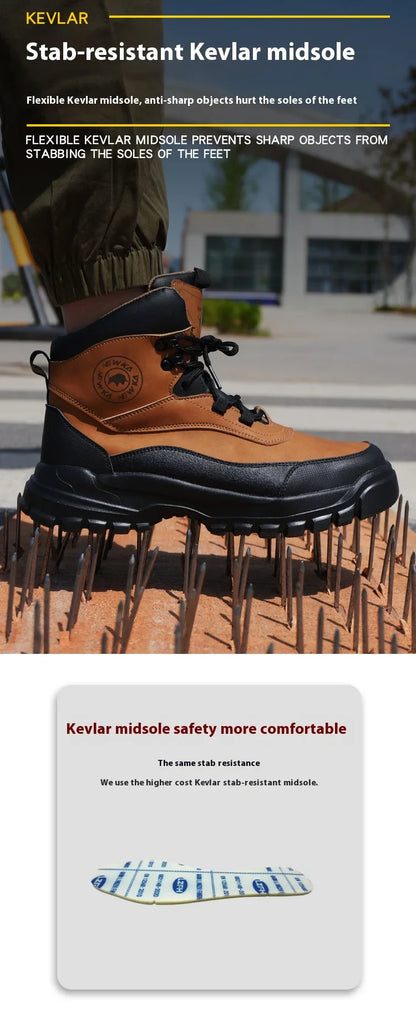 New fashion high-top anti-smashing and anti-puncture safety shoes steel toe toe wear-resistant work shoes men's protective shoes