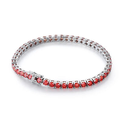 All Red Moissanite Tennis Bracelets for Women Man Wedding Jewelry with GRA s925 Sliver Plated 18k White Gold Bracelet
