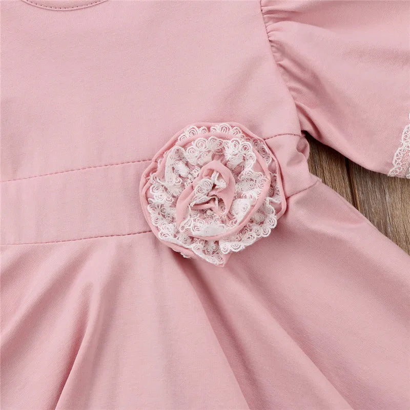2026 New Casual Vacation Girls Summer Dress Ruffle Lace Baby Girl Princess Dress Children Flower Embroidery Outfits 0-6 Years