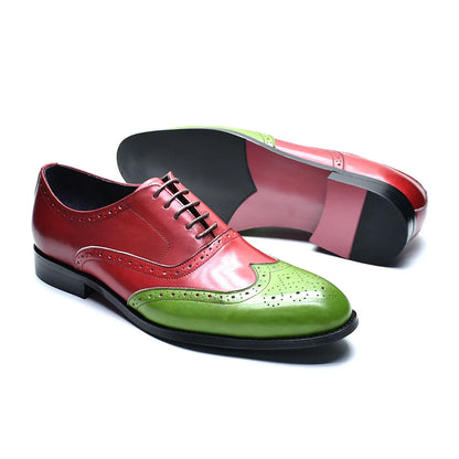 Luxury Men's Wedding Oxford Dress Shoes Genuine Cow Leather Lace-up Wingtip Brogue Office Business Social Formal Shoes for Man