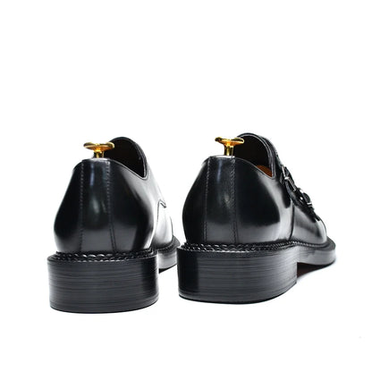 Luxury Genuine Leather Men's Wedding Dress Shoes Buckle Monk Strap Red Sole Cap Toe Black Brown Business Formal Shoes for Man