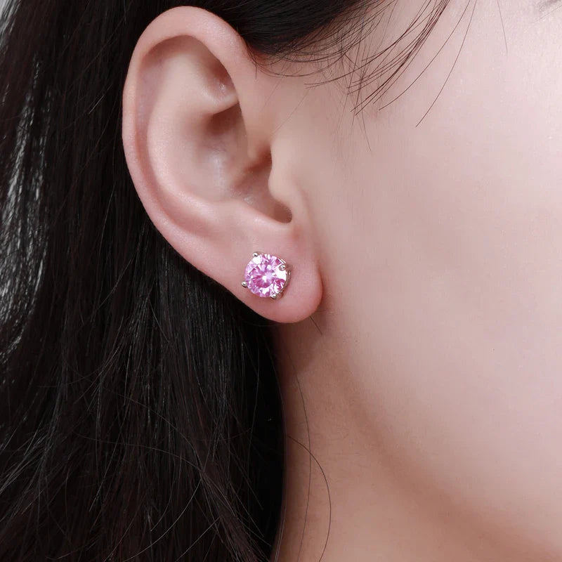 0.3-2CT Colorful Moissanite Studs Earrings for Women Sparkling Diamond Jewelry Certified 100% 925 Sterling Silver Earring