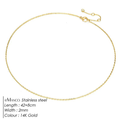 Fine Chain Necklace Stainless Steel Gold Color Pendants Short Long Statement Women  Colar Gift Stainless Steel Jewelry