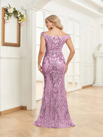 Luxury Sequin Saudi Evening Dresses One Shoulder Long Elegant Floor-Length Arabic Women Formal Prom Party Mermaid Gowns