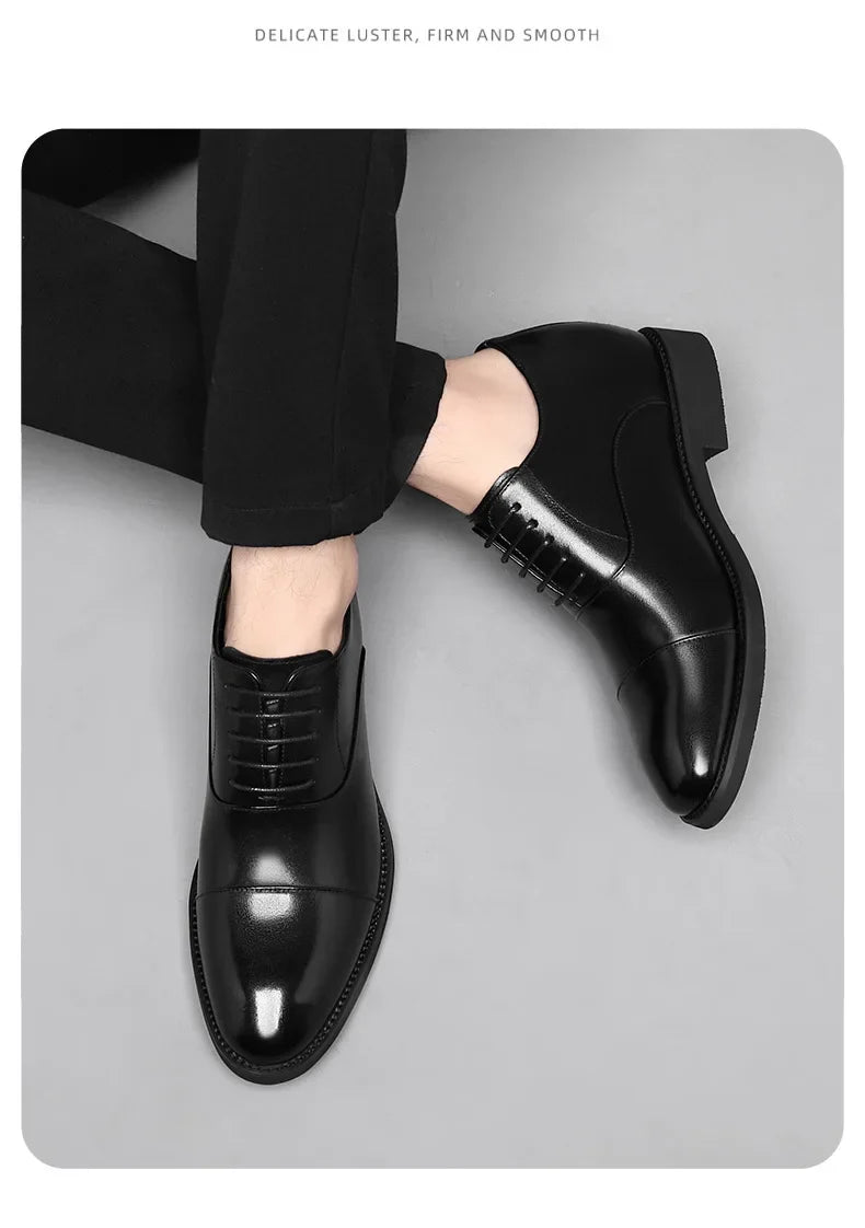 2026 Height Increase 8cm Leather Shoes Men Business Leather Wedding Shoes Men