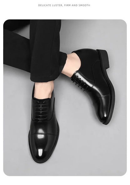 2026 Height Increase 8cm Leather Shoes Men Business Leather Wedding Shoes Men