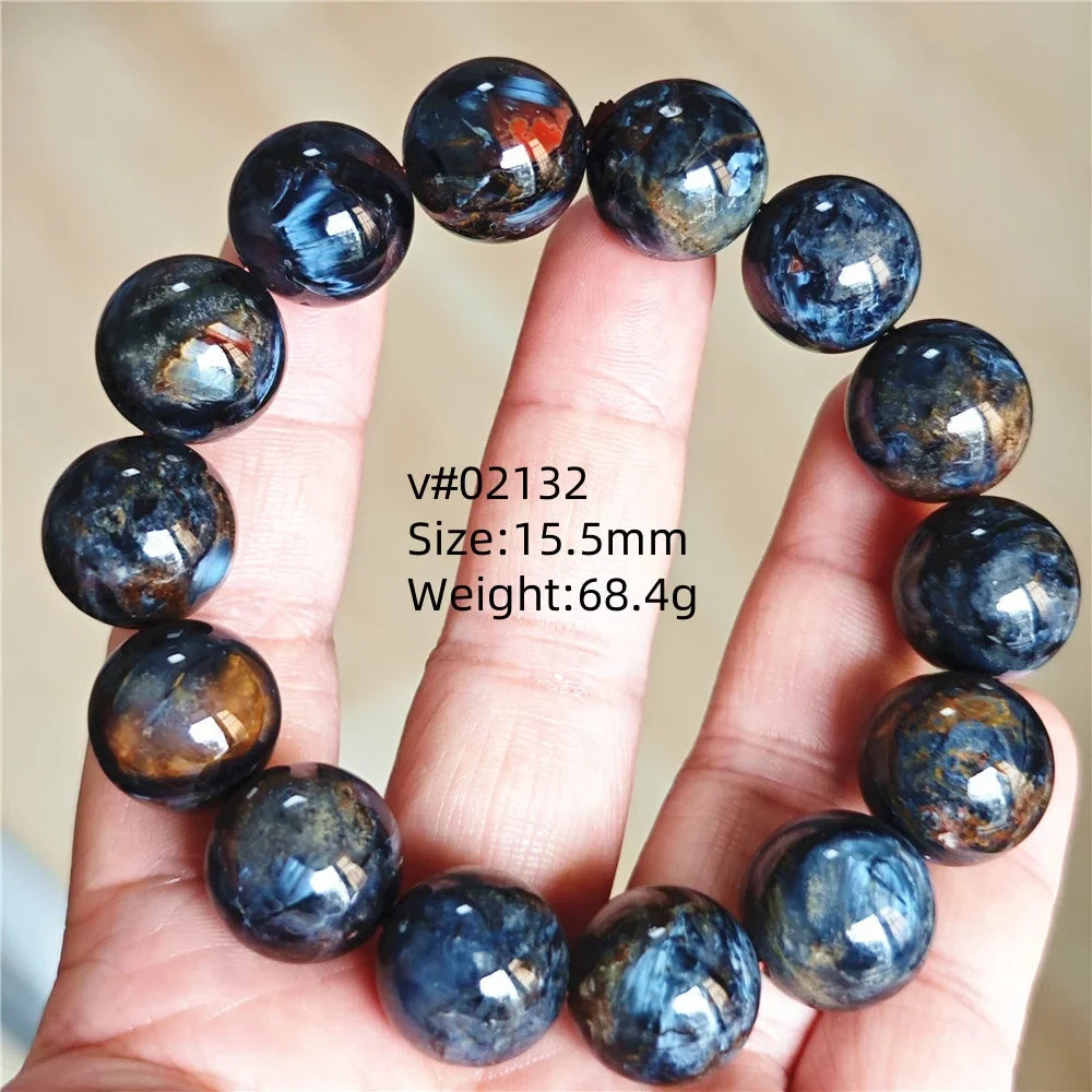 Natural Blue Pietersite Bracelet Women Men Beads Round Beads Chatoyant Cat Eye Fire Pietersite Namibia AAAAAA