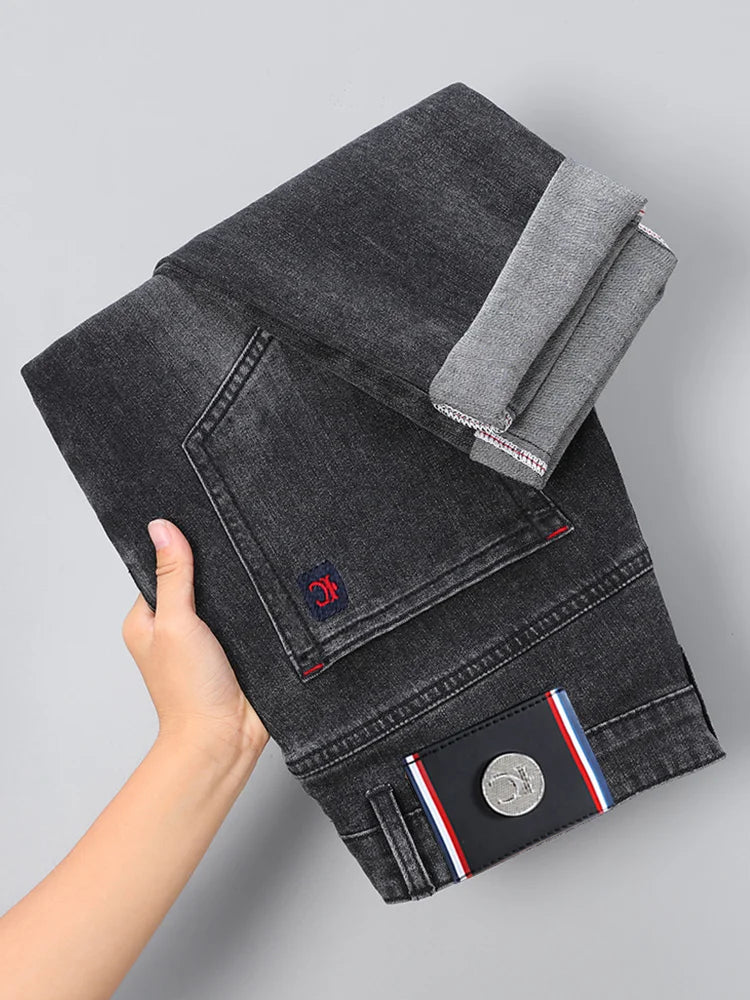 2026 New Men's Slim Fit Straight Leg Jeans European Style Versatile Business Casual Stretchy Long Pants
