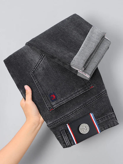 2026 New Men's Slim Fit Straight Leg Jeans European Style Versatile Business Casual Stretchy Long Pants
