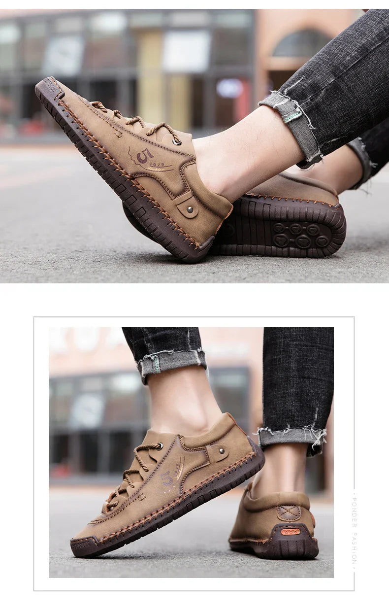 Men Leather Casual Shoes Outdoor Comfortable High Quality Fashion Soft Homme Classic Ankle Non-slip Flats Moccasin Trend