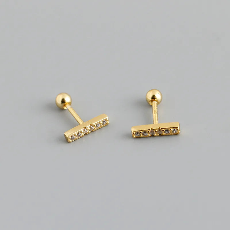 925 Sterling Silver Fashion Korean Petal Screw Bead Stud Earrings for Women Charm Ear Bone Piercing Jewelry Accessories