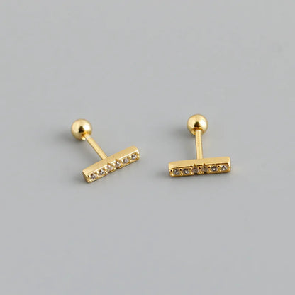 925 Sterling Silver Fashion Korean Petal Screw Bead Stud Earrings for Women Charm Ear Bone Piercing Jewelry Accessories