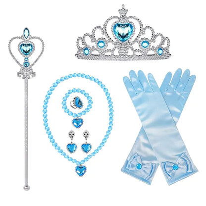 Frozen Snow Queen Elsa Anna Girls Cosplay Mesh Princess Dress Kids Halloween Carnival Party Birthday Frock Ball Vestidos