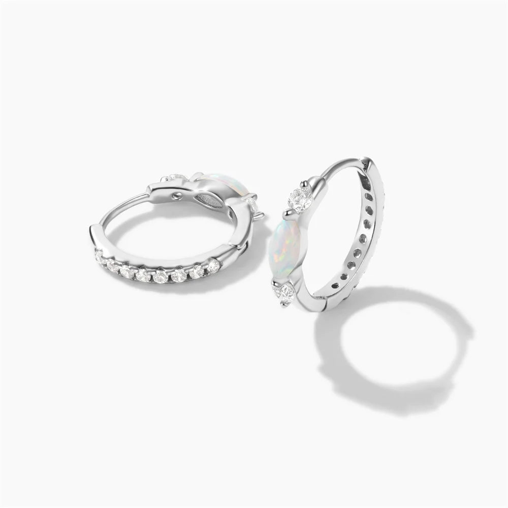 925 Sterling Silver White Zircon Opal Earrings For Women Girl Wedding Engagement Jewelry Delicate Ear Buckle jewelry