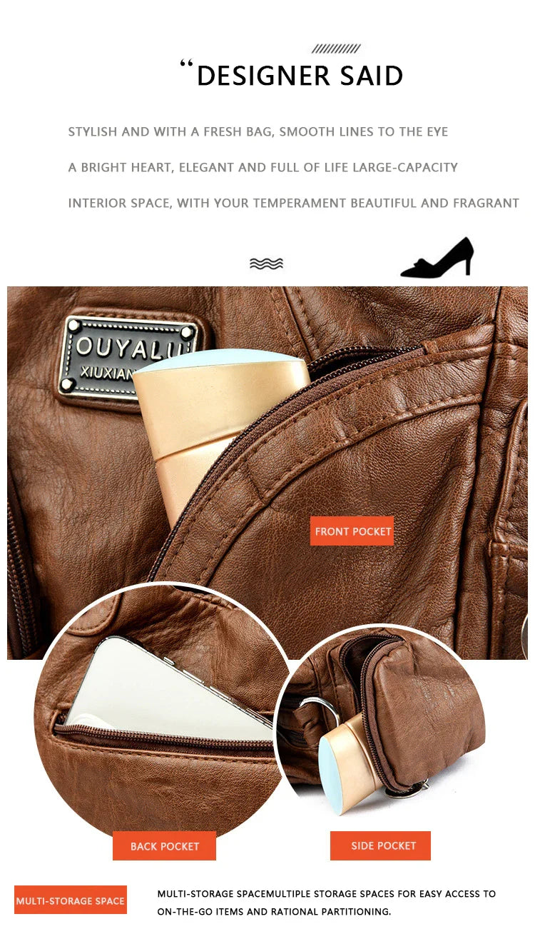 Hot Luxury Bag Women's PU Leather Crossbody Bag Retro Luxury Handbag Fashion Motorcycle Bag Brand Fashion Crossbody Bag