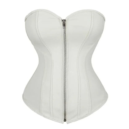 Women Faux Leather Corset Tops Gothic Overbust Lace Up Zipper Strapless Bustier Shaperwear Sexy Clubwear