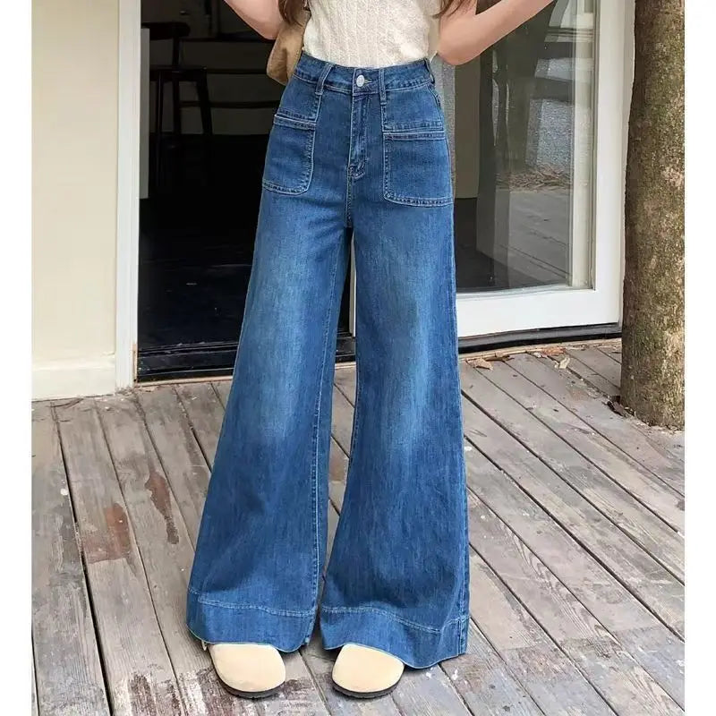 Autumn Spring Wide Leg Jeans Women Denim Pants