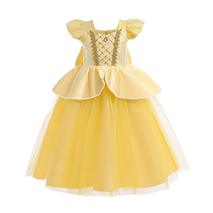 Children Belle Anna Rapunzel Clothing Kids Princess Ball Clothes Kids Performance Cosplay Costume Girls Birthday Luxury Dress Up