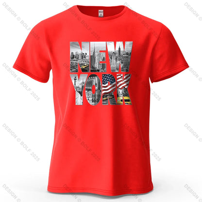 New York City Printed Men's T-Shirt 100% Cotton Oversized City Graphic Tees for Women Tops Tees Casual Streetwear