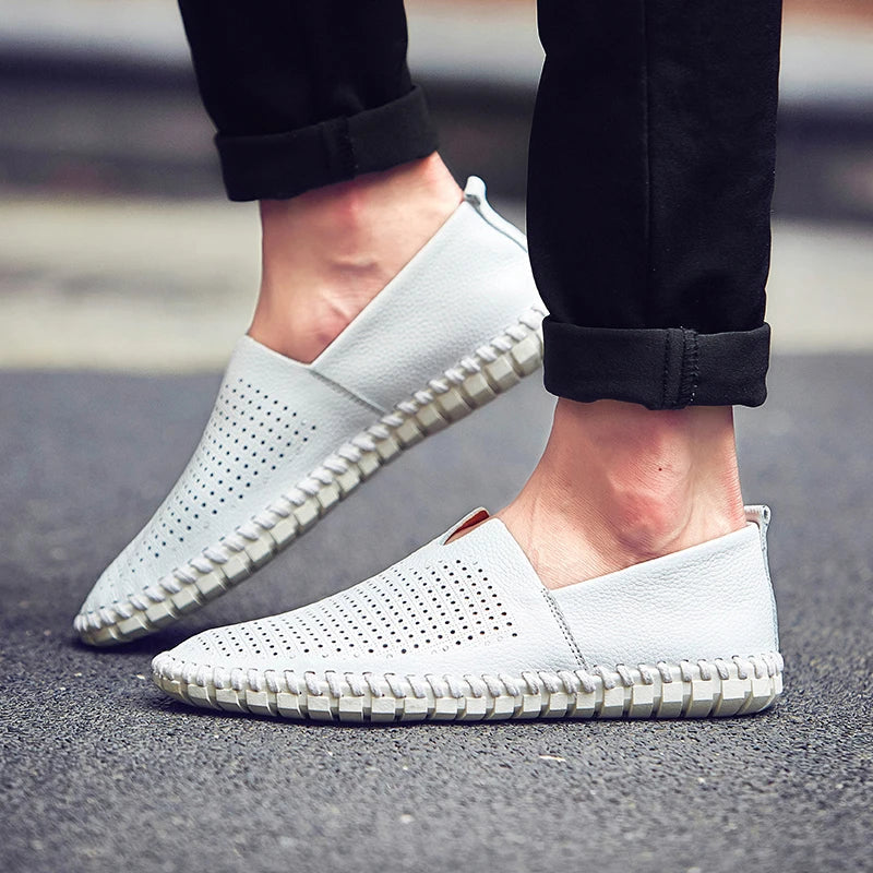 Fashion Men's Driving Shoes Handmade Leather Men Loafers Soft Breathable Men's Casual Shoes