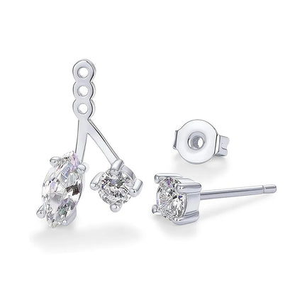 GRA Certified All Moissanite Drop Earrings for Women S925 Silver Detachable Earcuff Front Back Stud Earring Jackets for Women