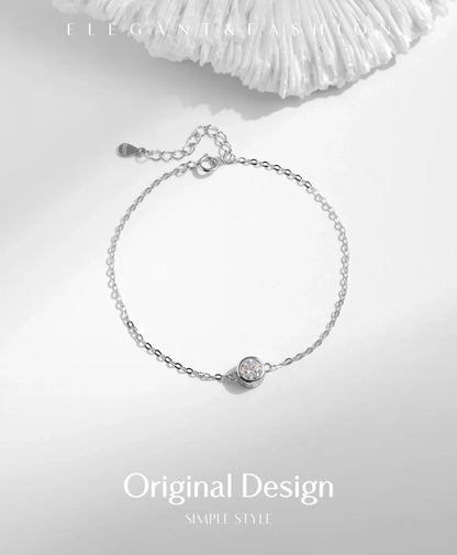 0.5CT Moissanite Bracelet 925 Sterling Silver Classic Link Chain Charms Bracelets For Women Luxury Wedding Jewelry